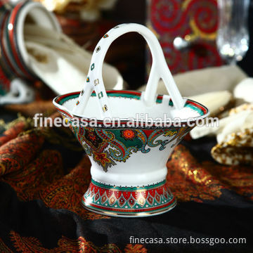 Luxury Fine New Bone China Vintage Flower Basket of Paisley